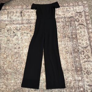 Lulu's Black Off-Shoulder Wide-Leg Jumpsuit